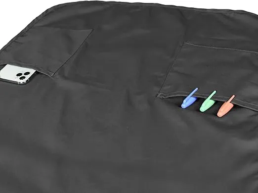 DALIX Apron Commercial Restaurant Home Bib Spun Poly Cotton Kitchen Aprons (2 Pockets) in Black 12 Pack