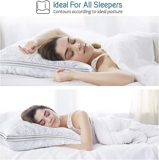 Nestl Gel-Infused Memory Foam Pillow - Shredded Memory Foam Pillow - Cooling Pillow (King - 2 Pack)