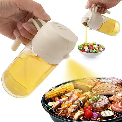 2 in 1 Glass Oil Sprayer & Dispenser, 470ml Glass Olive Oil Sprayer,Cooking Oil Sprayer,Salad,16oz Oil Sprayer for Oil Bottle - Kitchen Gadgets