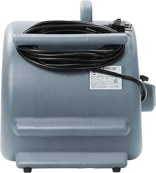 Dryser Air Mover Carpet Dryer 3 Speed 1/3 HP Industrial Floor Fan with 2 GFCI Outlets - Gray Stackable Carpet Drying Fan Blower