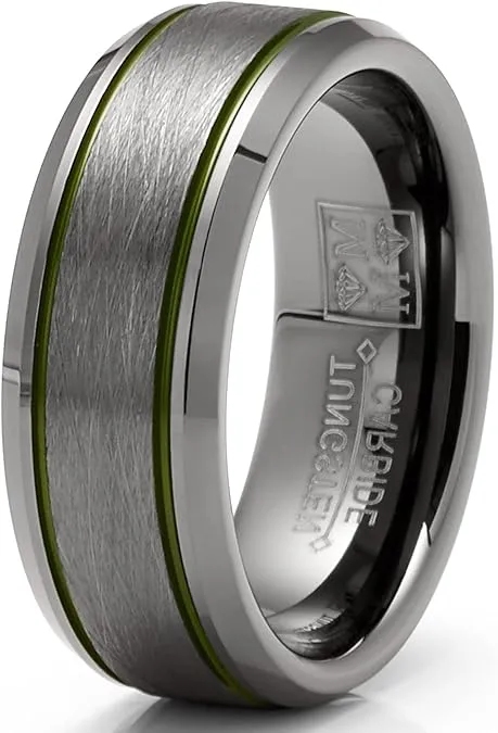 Metal Masters CO. Mens Gunmetal Tungsten Law Enforcement Police Military Army Ring Wedding Band 8MM