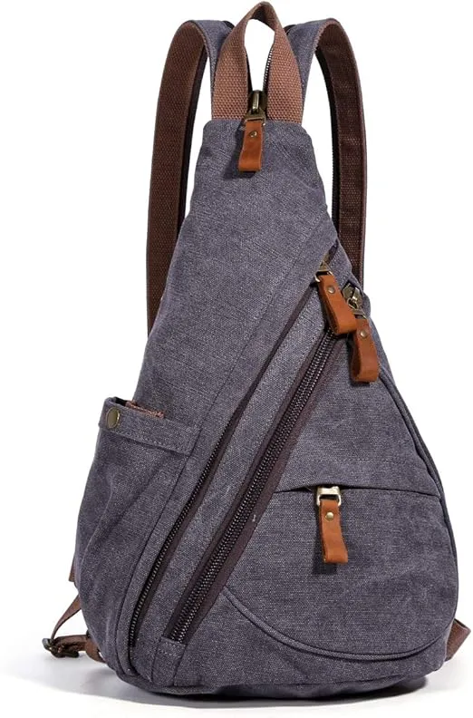 KL928 Canvas Sling Bag - Small Crossbody Backpack Shoulder Casual Daypack Rucksack for Men Women