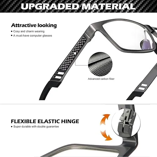 ANYLUV Blue Light Blocking Glasses Men Computer Gaming Glasses Lightweight Al-Mg Metal Anti Eyestrain UV400 Clear Lens Eye Protection