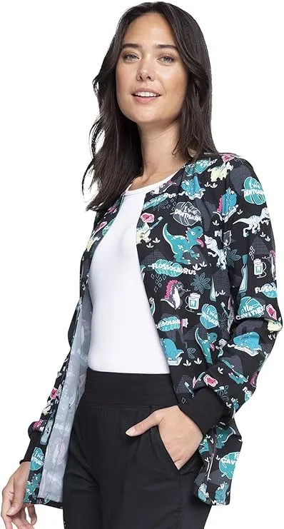 Cherokee Prints Women Warm Up Scrubs Jacket Snap Front CK321