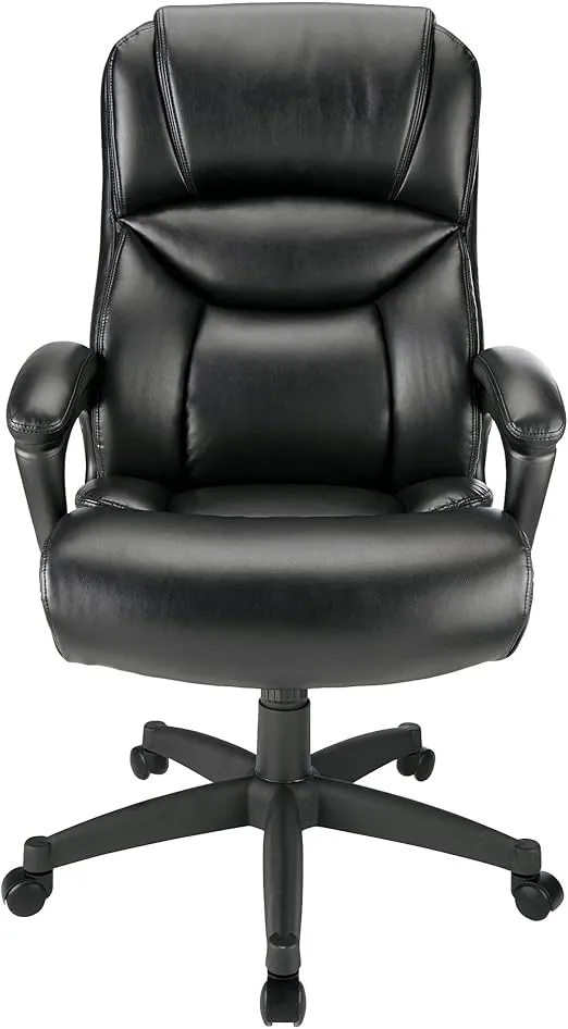 Realspace® Fennington Bonded Leather High-Back Chair, Black