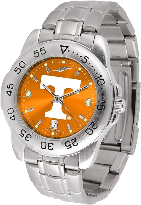 SunTime Men's NCAA Team Sport Watch, 20mm Stainless Steel Strap, Reflective Shiny Dial with Date