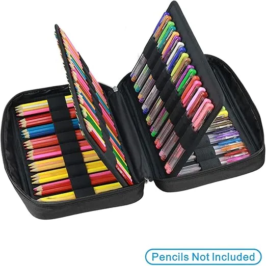 YOUSHARES 166 Slots Colored Pencil Case, 110 Slots Gel Pens fo Coloring Case Organizer, Handy Multilayer Color Pencil Holder for Glitter Gel Pens, Refills, Colored Pencils for Adults & Artist (Black)