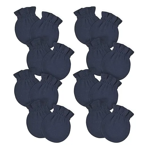 Gerber Baby 12-Pack No Scratch Mittens, Navy, 0-3 Months (8-Pack)