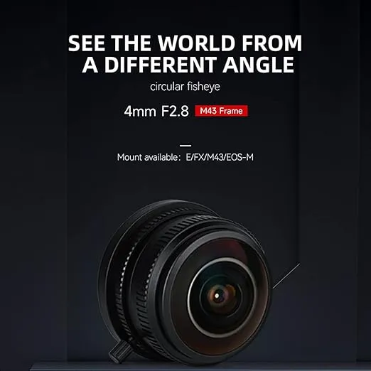7artisans 4mm F2.8 APS-C Format Circular Fisheye Lens, Ultra Wide 360 Panoramic View, Compatible with Olympus and Panasonic Micro Four Thirds Mount Cameras