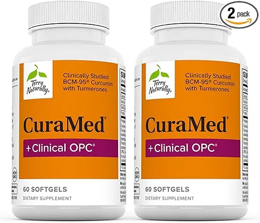 Terry Naturally CuraMed + Clinical OPC - 60 Softgels, Pack of 2 - with BCM-95 Curcumin & French Grape Seed Extract VX1 - Non-GMO, Gluten Free - 60 Total Servings