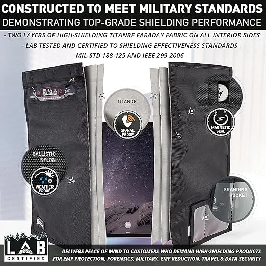 Mission Darkness NeoLok Non-Window Faraday Bag for Tablets (+ Secure Magnetic Closure) // Device Shielding for Law Enforcement & Military, Data Security, Anti-Hacking & Anti-Tracking Assurance