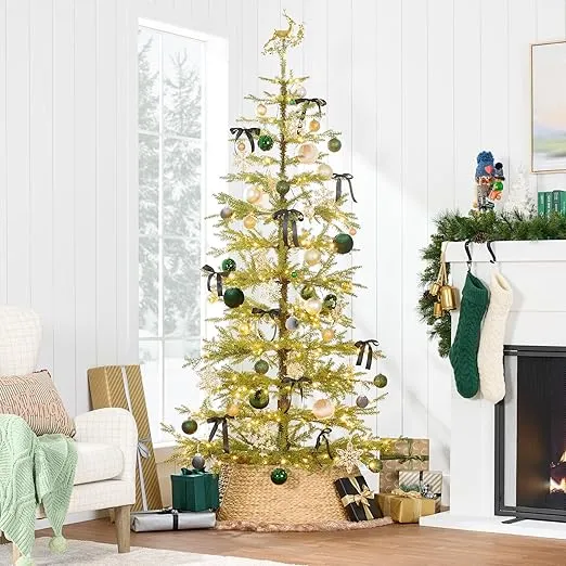Best Choice Products Pre-Lit Sparse Christmas Tree 4.5ft Artificial Pine Holiday Décor Aspen Noble Fir w/ 2-in-1 White & Multicolor LED Lights