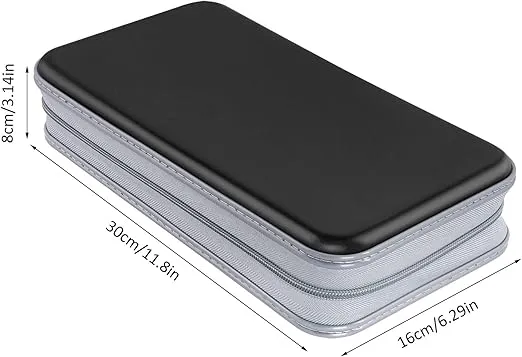 CD Case Holder, 80 Capacity, Black, Plastic, Portable Storage Rack