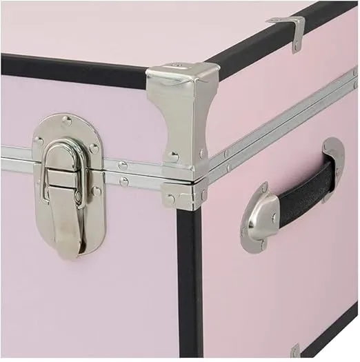 Rustic Romance 30" Storage Trunk with Wheels & Lock, Lockable, Latch Closure Type, Pink Blush Color, 15.75" D x 30" W x 12.25" H, Engineered Wood Construction