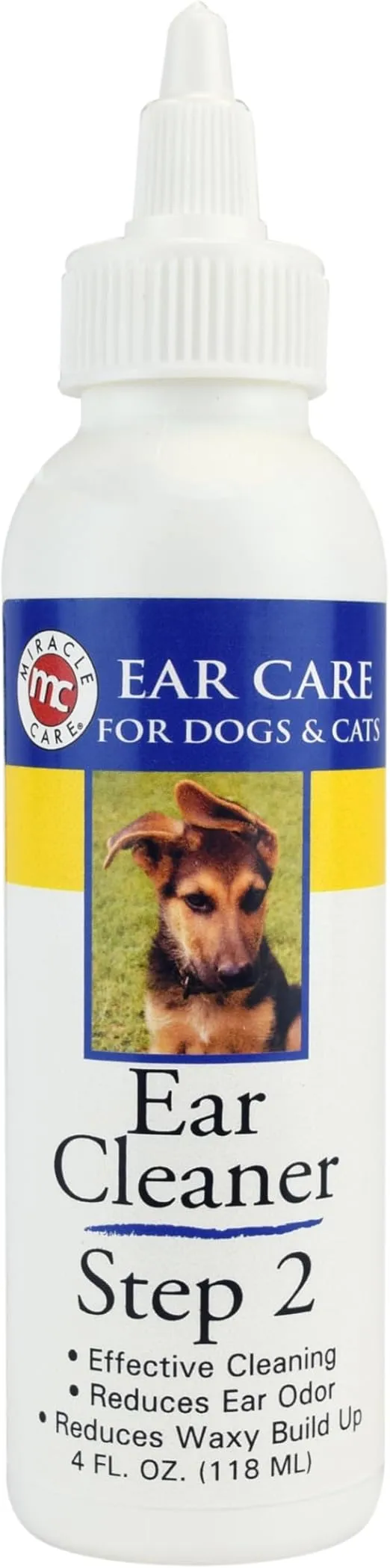 Miracle Care Ear Cleaner for Dogs and Cats, 4 Ounce, Reduces Ear Odor and Waxy Build Up
