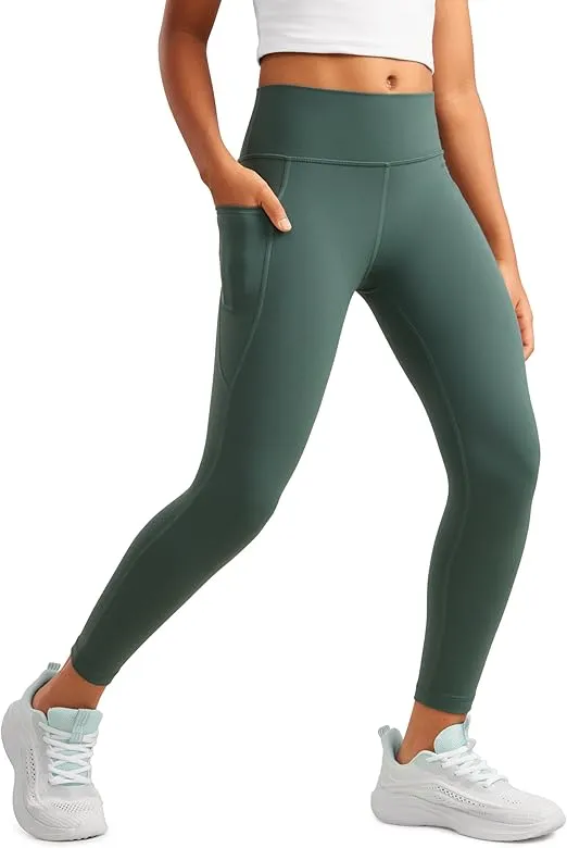 CRZ YOGA Girls Butterluxe Athletic Leggings with Pockets - High Waist Lounge Kids Teen Pants Yoga Active Dance Running Tights