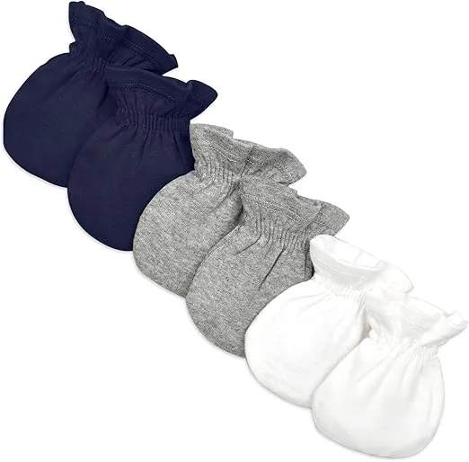 Burt's Bees Baby Unisex Baby Mittens, 100% Organic Cotton, One Size 3-Pack Solid Color Infant Scratch Protection Mitts