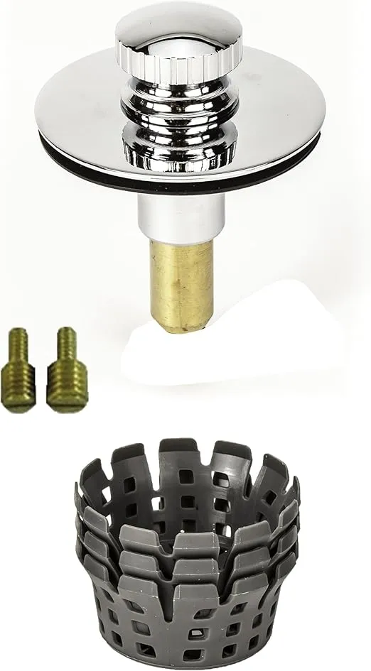Universal Lift n Lock (Push Pull) Bath Tub/Bathtub Drain Stopper Includes 3/8" and 5/16" Fittings