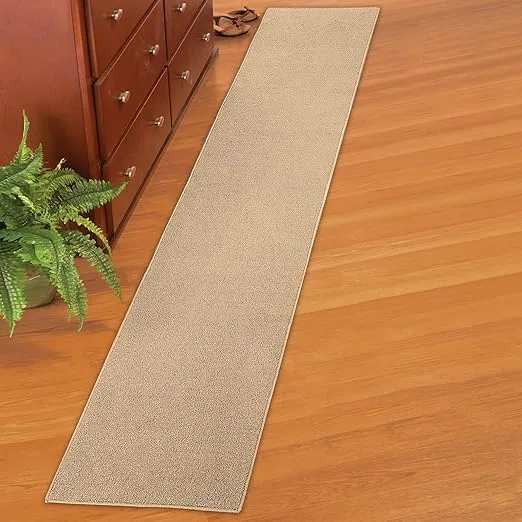 Collections Etc Extra Long Skid-Resistant Floor Hallway Kitchen Runner Rug, Sand, 20" X 90"