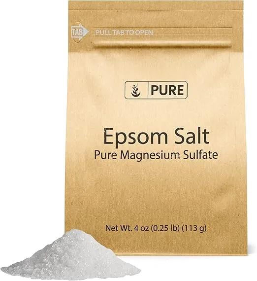 Pure Original Ingredients Epsom Salt (4 oz) Pure Magnesium Sulfate, Food Grade, Soaking Solution