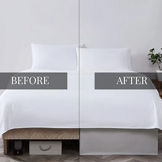 Southshore Fine Living, Inc. Hotel Quality Queen Bed Skirt - 15" Drop, Elegant Pleated Design, Premium Dust Ruffle/Queen Size Bed Skirt, Easy Care, Luxury Bed Skirt Queen Size, Steel Grey
