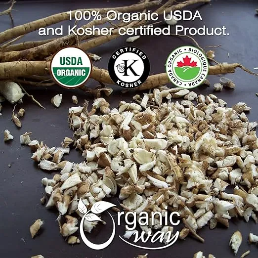 Organic Way Marshmallow Root | Herbal Tea (Althaea officinalis) Cut & Sifted - European Wild-Harvest | Organic & Kosher Certified | Non GMO & USDA Certified | Origin - Albania (1/4LBS / 4Oz)