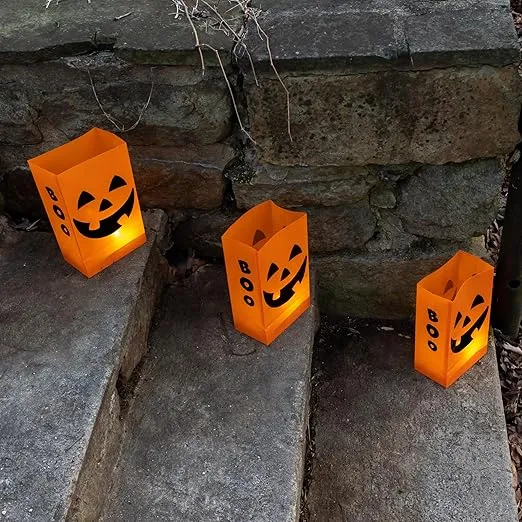 79906 Battery Operated Timer Luminaria Kit, Orange Jack O'Lantern