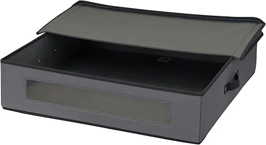 Household Essentials Gray Wreath Storage Box with Lid, 24 Inch