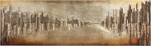Empire Art Direct Rugged Blocks with Gold Leaf 3D Wood Wall Art Ready to Hang, 72" x 22", Passages