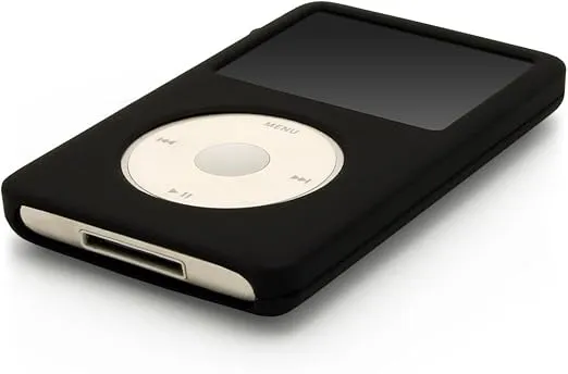 for iPod Classic Case, Silicone Skin Case Cover for Apple iPod Classic 6th 7th 80GB, 120GB Thin 160GB and iPod Video 5th 30gb + Screen Protector & Lanyard-10.5mm Thickness Thin Version(Black)