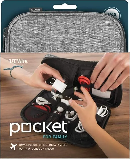 Pocket for Family Travel Organizer Case with Zipper for Mobile Charger, Cable, Power Bank, SD Memory Card Accessories Holder