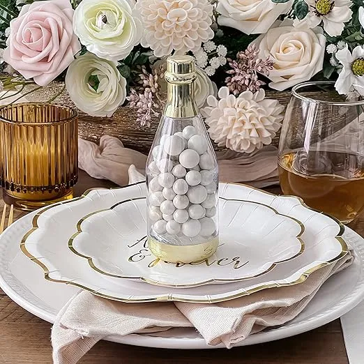 Kate Aspen Gold Metallic Mini Champagne Bottles Container (Set of 12) Bridal Favor, Medium, Adult Party Favours