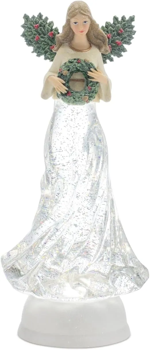 LED Snow Globe Angel Figurine 13" H