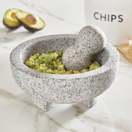 Santa Barbara Design TableSugar Studio Mortar and Pestle Set Molcajete Spice Grinder, 7.8" Diameter, Granite