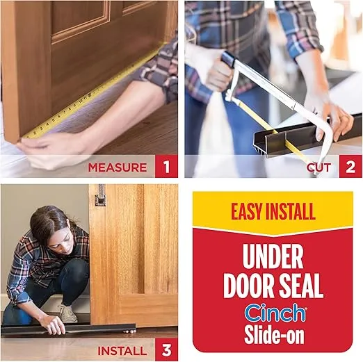 M-D Building Products 43338 36 in. Clear Vinyl U-Shape Cinch Slide-On Under Door Seal