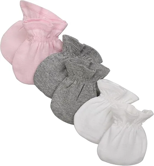 Burt's Bees Baby Unisex Baby Mittens, 100% Organic Cotton, One Size 3-Pack Solid Color Infant Scratch Protection Mitts