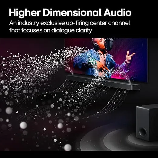 LG S90TR 7.1.3-Channel OLED evo TV Matching Soundbar with Rear Surround Speakers, Dolby Atmos, Wow Orchestra, WOWCAST Built-in with Wireless Dolby Atmos, Wireless Subwoofer (2024 New Model)