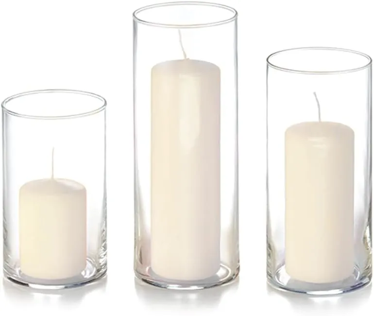 yummi Set of 36 Slim Pillars and Cylinder Vases - Ivory