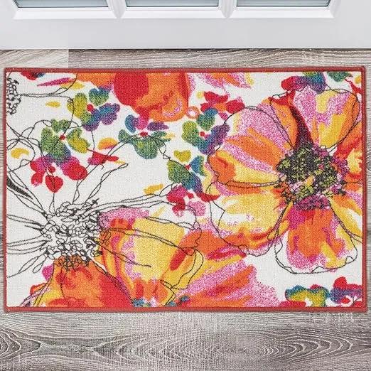 Rugshop Modern Bright Flowers Non-Slip (Non-Skid) Area Rug 20" X 30" Multi