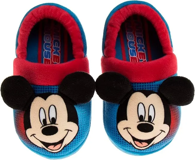 Disney Boys’ Mickey Mouse Slippers – Cozy Plush Fuzzy Slippers: Non-Slip, Non-Skid Slippers for Boys (Toddler/Little Kid)
