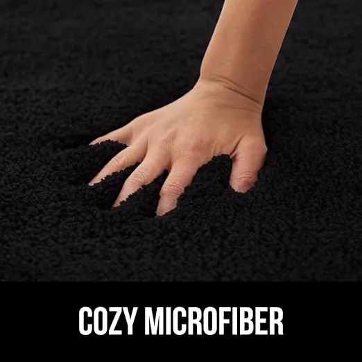 Gorilla Grip Premium Luxury Bath Rug, 30x20, Absorbent, Soft, Thick Shag, Bathroom Mat Rugs, Machine Wash, Microfiber Dries Quickly, Mats for Bath Room, Shower, Bathtub and Spa Floors, Black