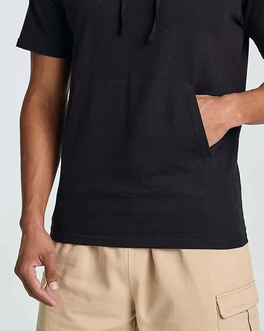 Real Essentials Men's Cotton Short-Sleeve Hoodie Hooded T-Shirt With Drawstring & Pockets (Available In Big & Tall)