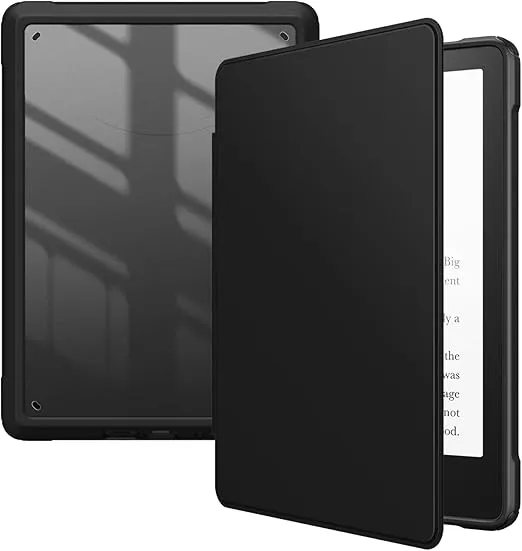 Fintie Hybrid Slim Case for 6.8" Kindle Paperwhite (11th Generation-2021) and Kindle Paperwhite Signature Edition - Shockproof Cover with Transparent Back Shell, Black