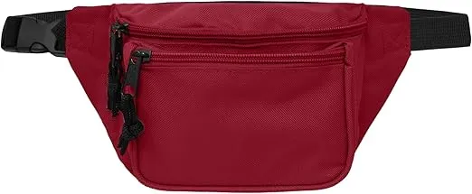 DALIX 3 Pocket Fanny Pack Black Maroon Royal Blue