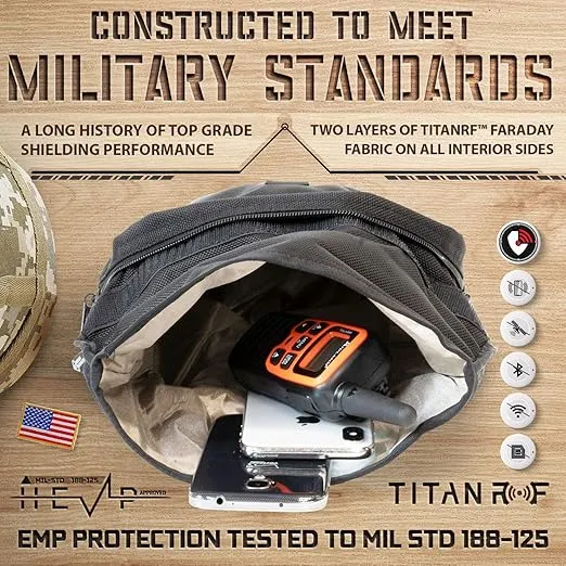 Mission Darkness MOLLE Faraday Pouch // Military-Grade Bag with RF Signal Blocking Liner Attaches to MOLLE Webbing Systems // Anti-Hacking & Tracking Assurance, Data Privacy for Handheld Devices
