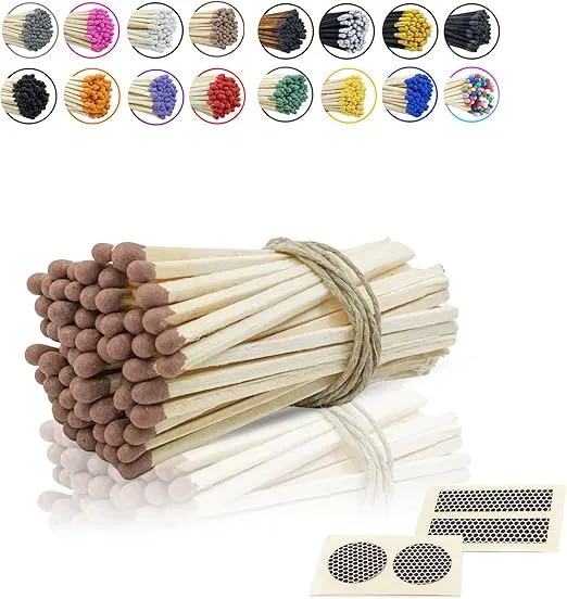 3” Inch Long Wooden Refill Matchsticks with Strike Stickers - Safety Matches Wholesale Bulk Loose by Chandler Studio (Brown, 100 Pieces)