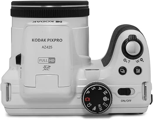 KODAK PIXPRO AZ425-WH 20MP Digital Camera 42X Optical Zoom 24mm Wide Angle Lens 1080P Full HD Video Optical Image Stabilization Li-Ion Battery 3" LCD Vlogging Camera (White)