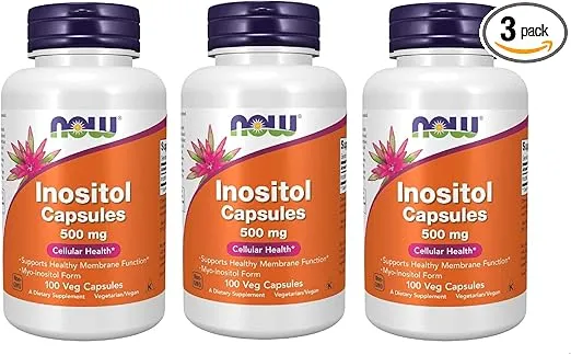NOW Foods Foods Inositol 500mg,100 Capsules (Pack of 3)
