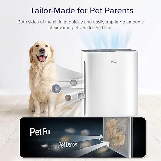 LEVOIT Air Purifiers for Home, Main Filter Cleaner with Washable Filter for Allergies, Smoke, Dust, Quiet Odor Eliminators for Bedroom, Pet Hair Remover, Vital 100 Plus (With Extra Filter), White