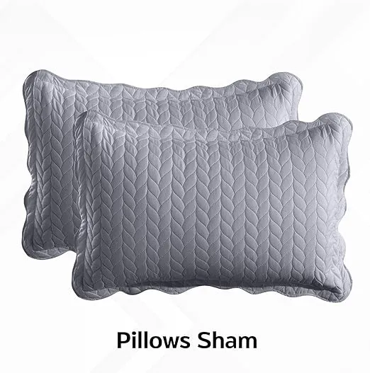 MOONLIGHT20015 Bedspreads Quilts Queen Size Bedding Set (90" x 96") - 2 Pillow Shams (20" x 26"+ 2") - All Season Lightweight Reversible 3 Pcs Microfiber Coverlet Embossed Quilt Bedspreads (Silver)